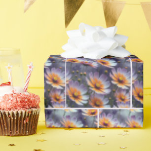 Orange and Purple Cosmos Abstract Wrapping Paper