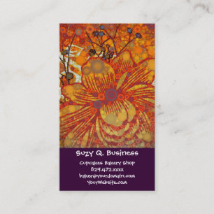 Orange and Purple Floral Modern Pop Art Business Card