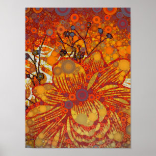 Orange and Purple Floral Modern Pop Art Poster