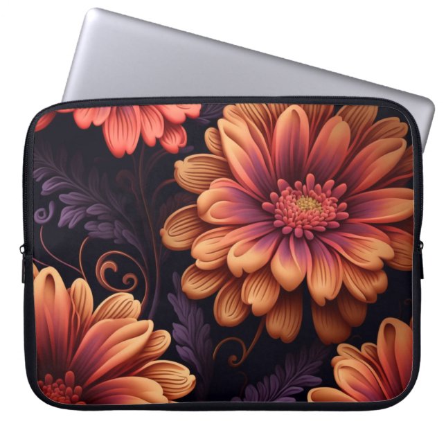 Orange and Purple FLower Laptop Case (Front)