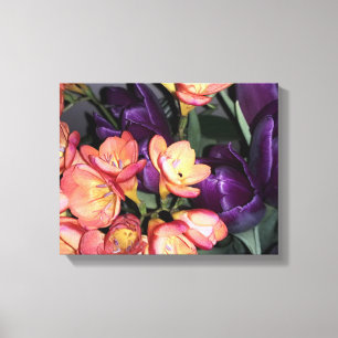 Orange and purple flowers canvas print