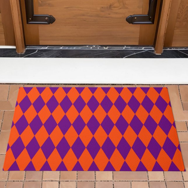 Orange and Purple Harlequin Checkered Design  Doormat (Creator Uploaded)