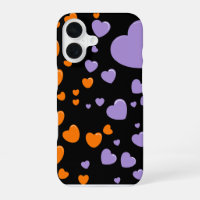 orange and purple hearts polka dots