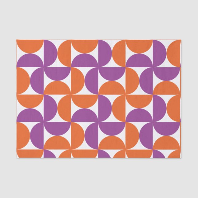 Orange and Purple Mid Century Modern Pattern Tissue Paper (Front)