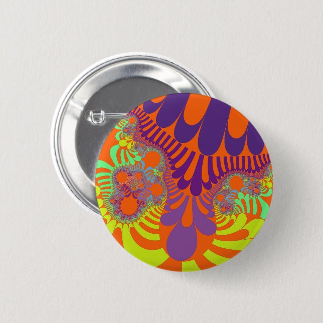 Orange and Purple Mod 6 Cm Round Badge (Front & Back)
