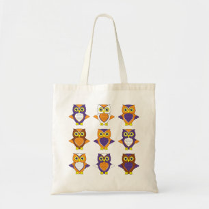 Orange and Purple Owl Tote Bag