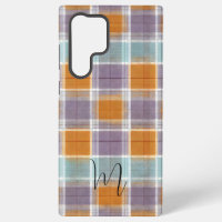 Orange and Purple Plaid Pattern Monogram