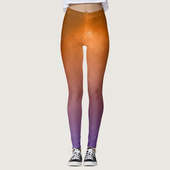 Orange and Purple Solid Leggings (Front)
