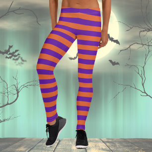 Orange and purple striped leggings