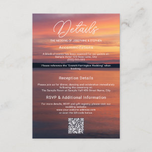 Orange And Purple Sunset Over Lake Photo Wedding Enclosure Card