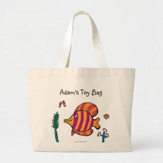 Orange and Purple Tropical Fish with Seahorses Large Tote Bag