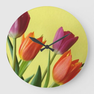 Orange and Purple Tulips Clock