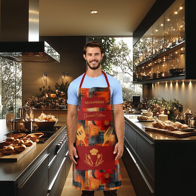 Orange and Red Abstract Apron - Bold Monochrome (Creator Uploaded)