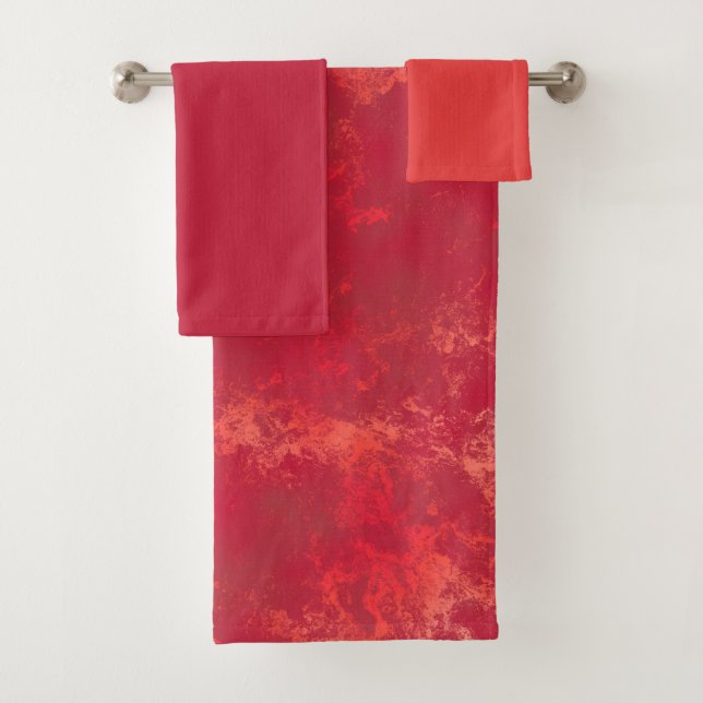 Orange and Red  Bath Towel Set (Insitu)