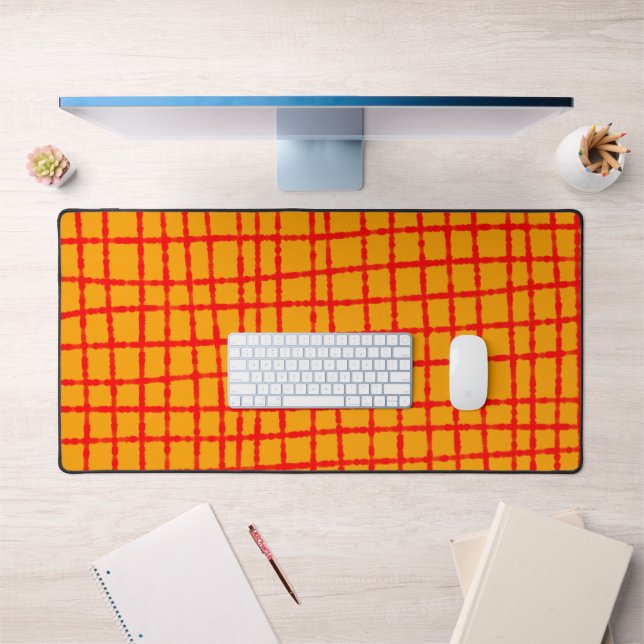 Orange and Red Check Pattern  Stylish Functional  Desk Mat (Office 1)