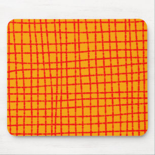 Orange and Red Check Pattern Stylish Functional Mouse Pad