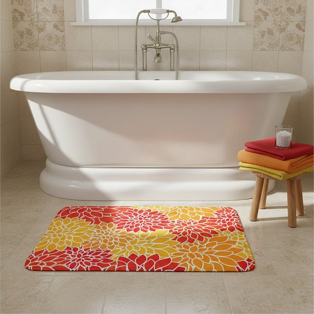 orange and red dahlias  bath mat (Creator Uploaded)