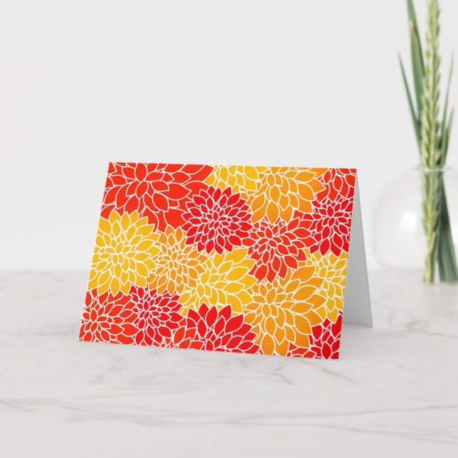 orange and red dahlias  card (Front)