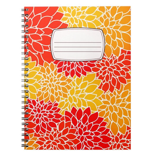 orange and red dahlias compositon  notebook (Front)