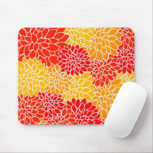 orange and red dahlias mouse pad