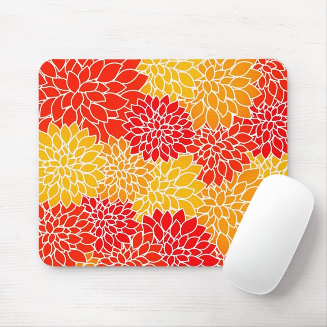 orange and red dahlias  mouse pad (With Mouse)