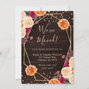 Orange and Red Fall Flowers Frame We've Moved Announcement