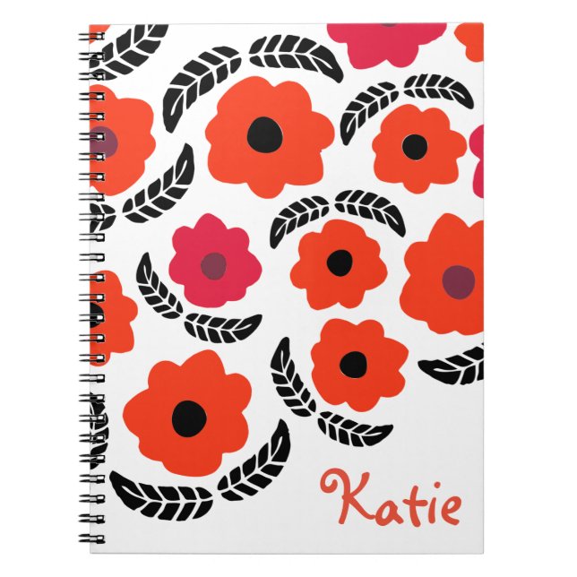 Orange and Red Floral Notebook (Front)