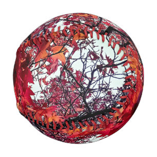 Orange and red leaves baseball