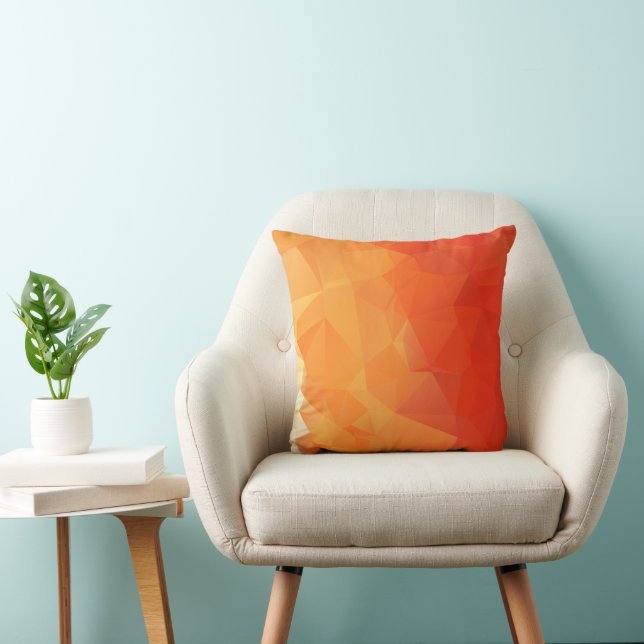 Orange and Red Modern Abstract Geometric Cushion (Chair)