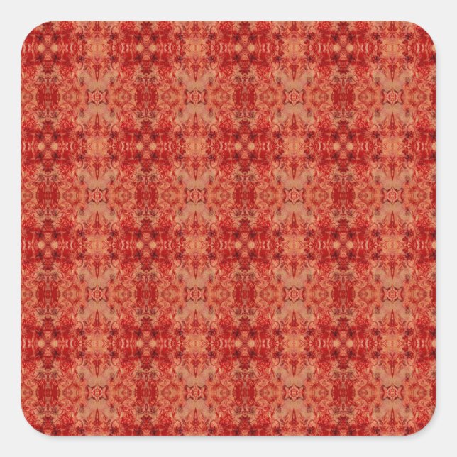 Orange and Red Pattern Square Sticker (Front)