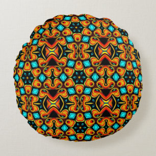 Orange and Red Round Pillow