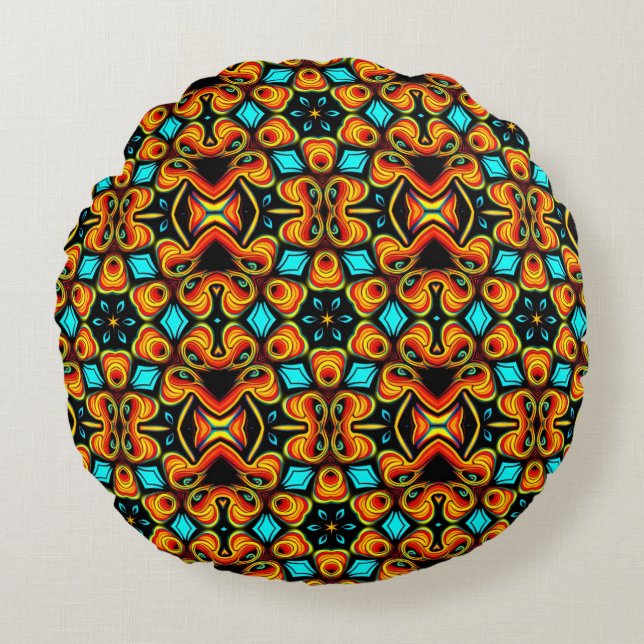  Orange and Red Round Pillow (Front)