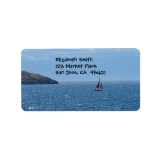 Orange and Red Sail Boat Address label