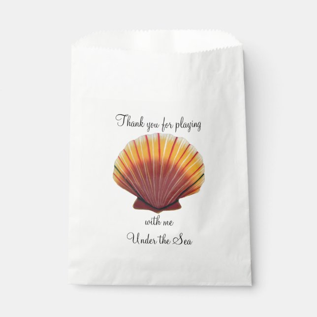 Orange and Red Scallop Shell Favour Bags (Front)