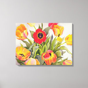 Orange and Red Tulips Canvas Print
