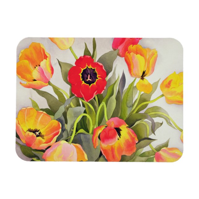 Orange and Red Tulips Magnet (Horizontal)