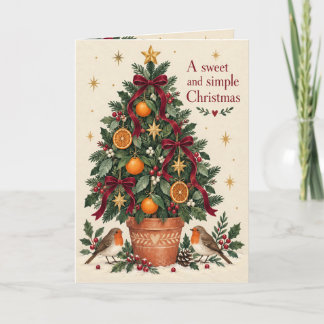 Orange and Ribbon Tree Christmas Card
