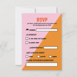 Orange and Rosa Triangulo Food Wedding RSVP Card