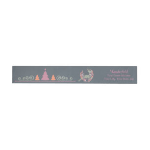 Orange and Rose Deer Christmas Wraparound Label