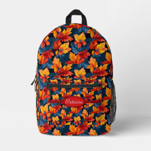 Orange and Russet Autumn Leaves Printed Backpack