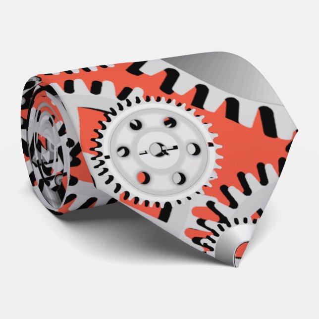 Orange and Silver Gear Tie (Rolled)