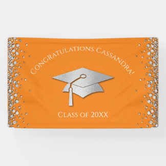 Orange and Silver Graduation Banner