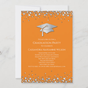 Orange and Silver Graduation Invitation