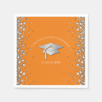 Orange and Silver Graduation Napkin