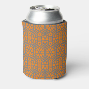 Orange and Silver Unique Pattern   Can Cooler