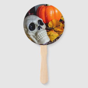 Orange and Skull Hand Fan