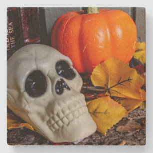 Orange and Skull Stone Coaster