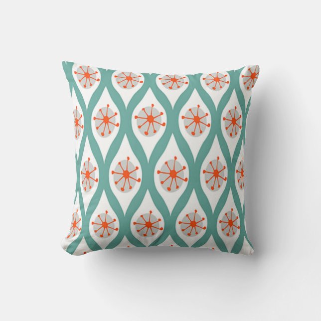 Orange and Teal Abstract Cushion (Front)