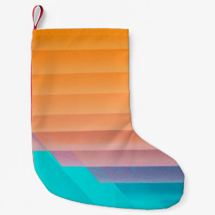 Orange and teal illustration small christmas stocking