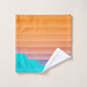 Orange and teal illustration wash cloth